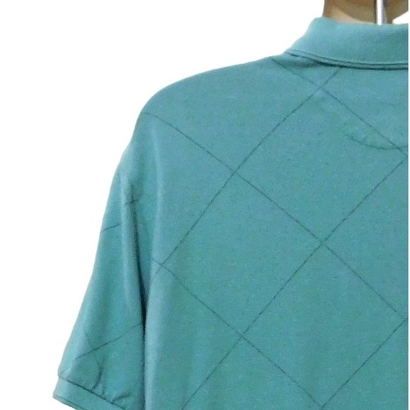 Chaps Polo Shirt Mens X Large Green Diagonal Pattern Short Sleeve Cotton - Picture 3 of 5